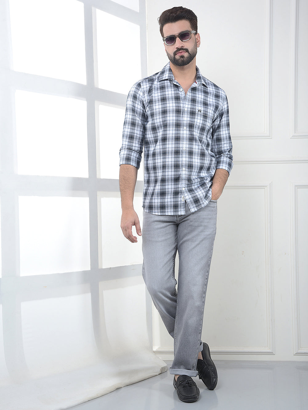 Black Checked 100% Cotton Shirt