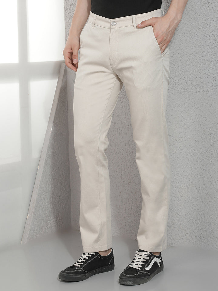 Cream Straight Trousers
