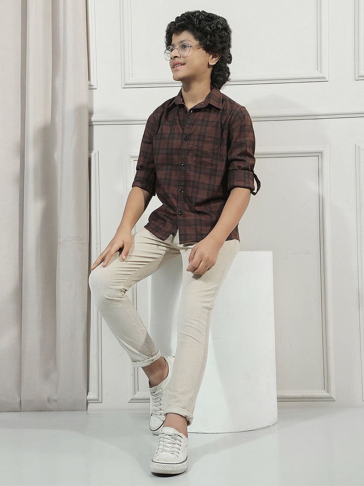 Beige Cotton Stretchable Corduroy Trousers