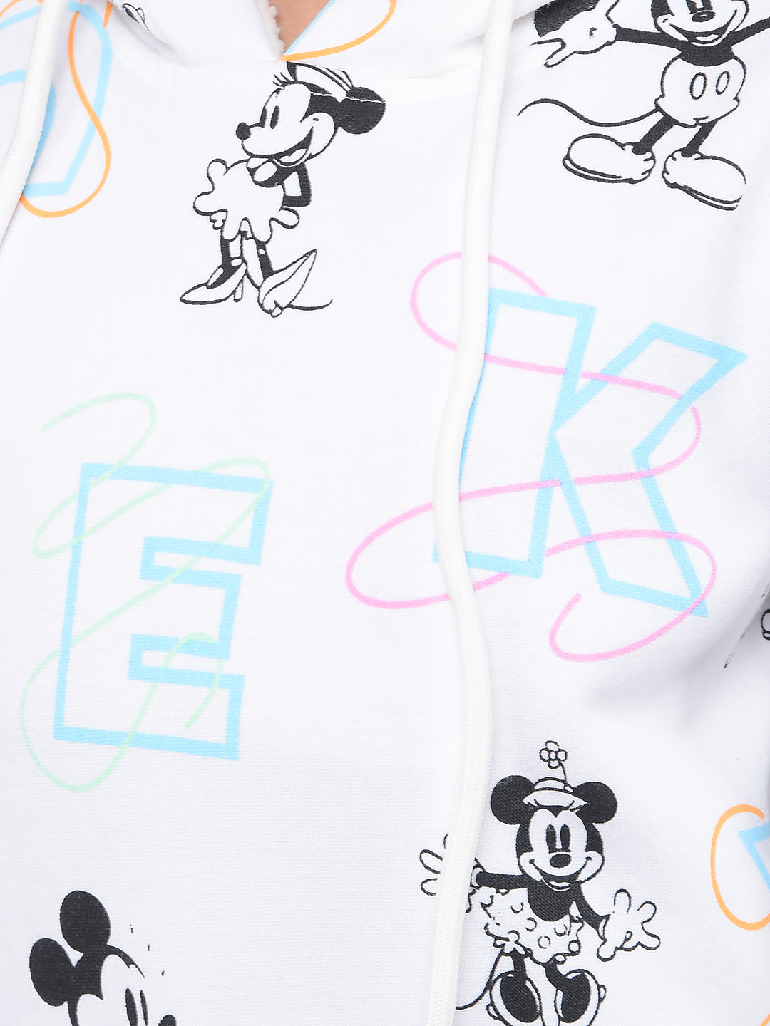 White Graphic Print Hooded Neck Sweatshirt-Girls Sweatshirts-Crimsoune Club