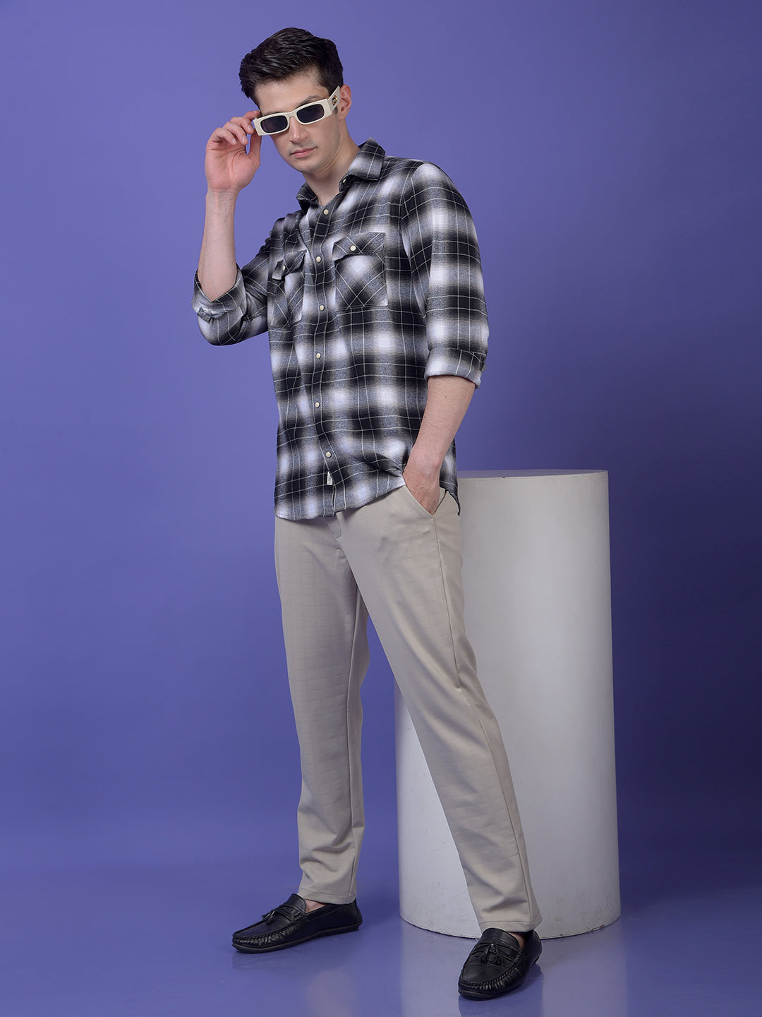 Black Checked 100% Cotton Shirt