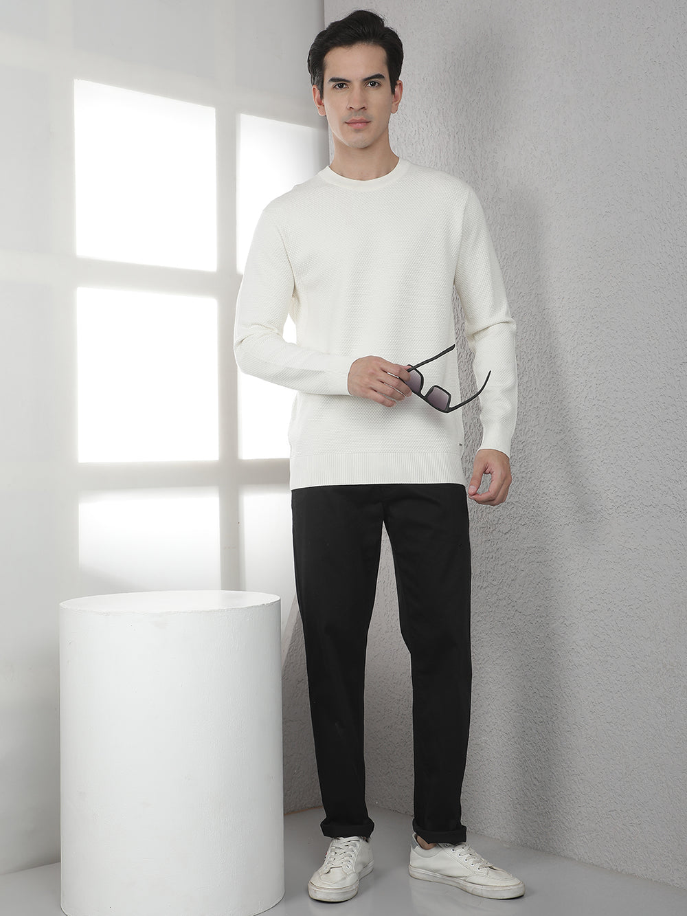 Off White Round Neck Sweater