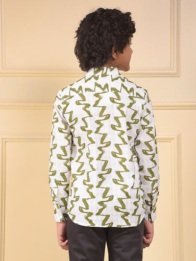 Green Printed 100% Cotton Shirt