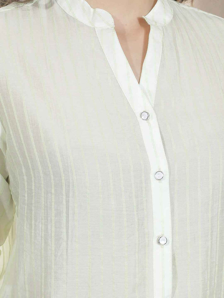 Green Vertical Striped Shirt
