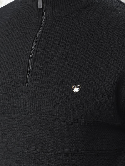 Breathable Black Knitted Sweater