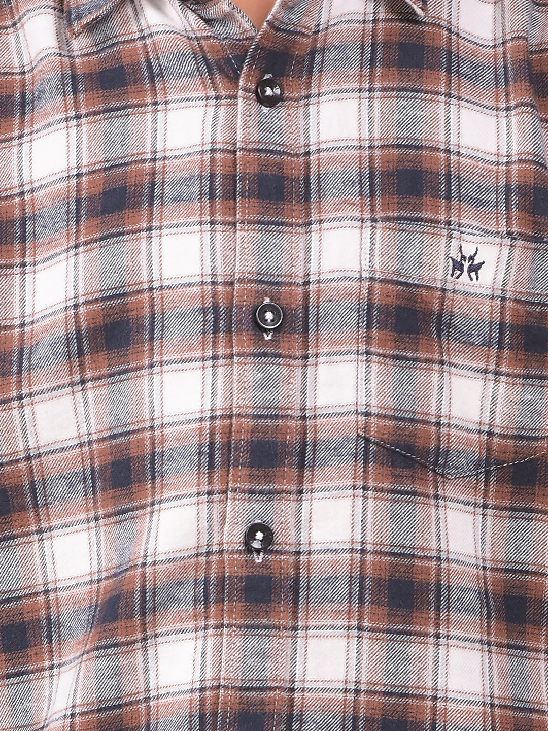 Brown Checked 100% Cotton Shirt