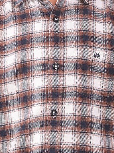 Brown Checked 100% Cotton Shirt