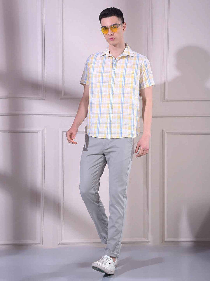 Yellow Linen Checked Shirt