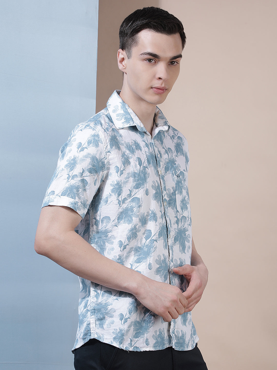 Green 100% Cotton Floral Printed Shirt
