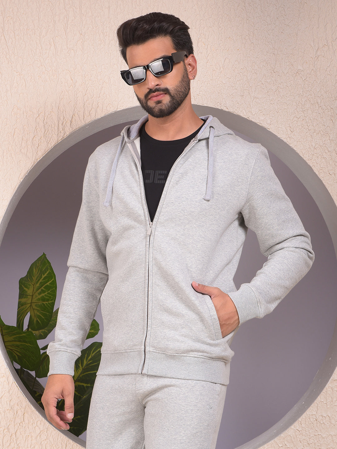 Grey Hooded Neck Sweatshirt