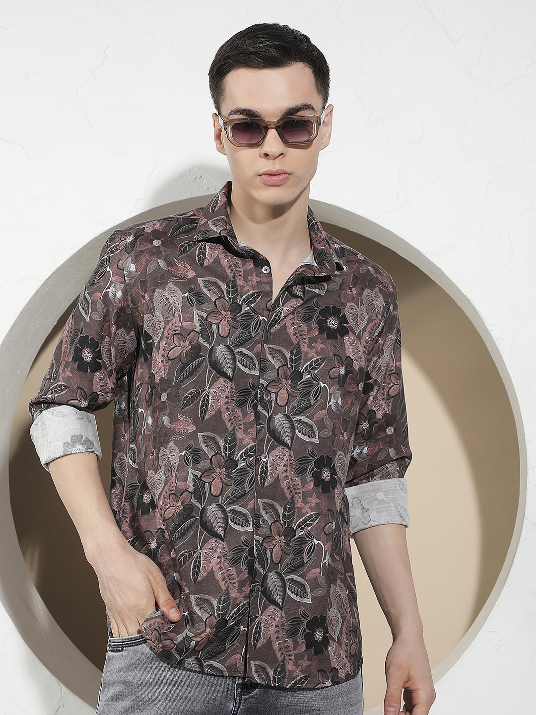 Purple Floral Print Shirt
