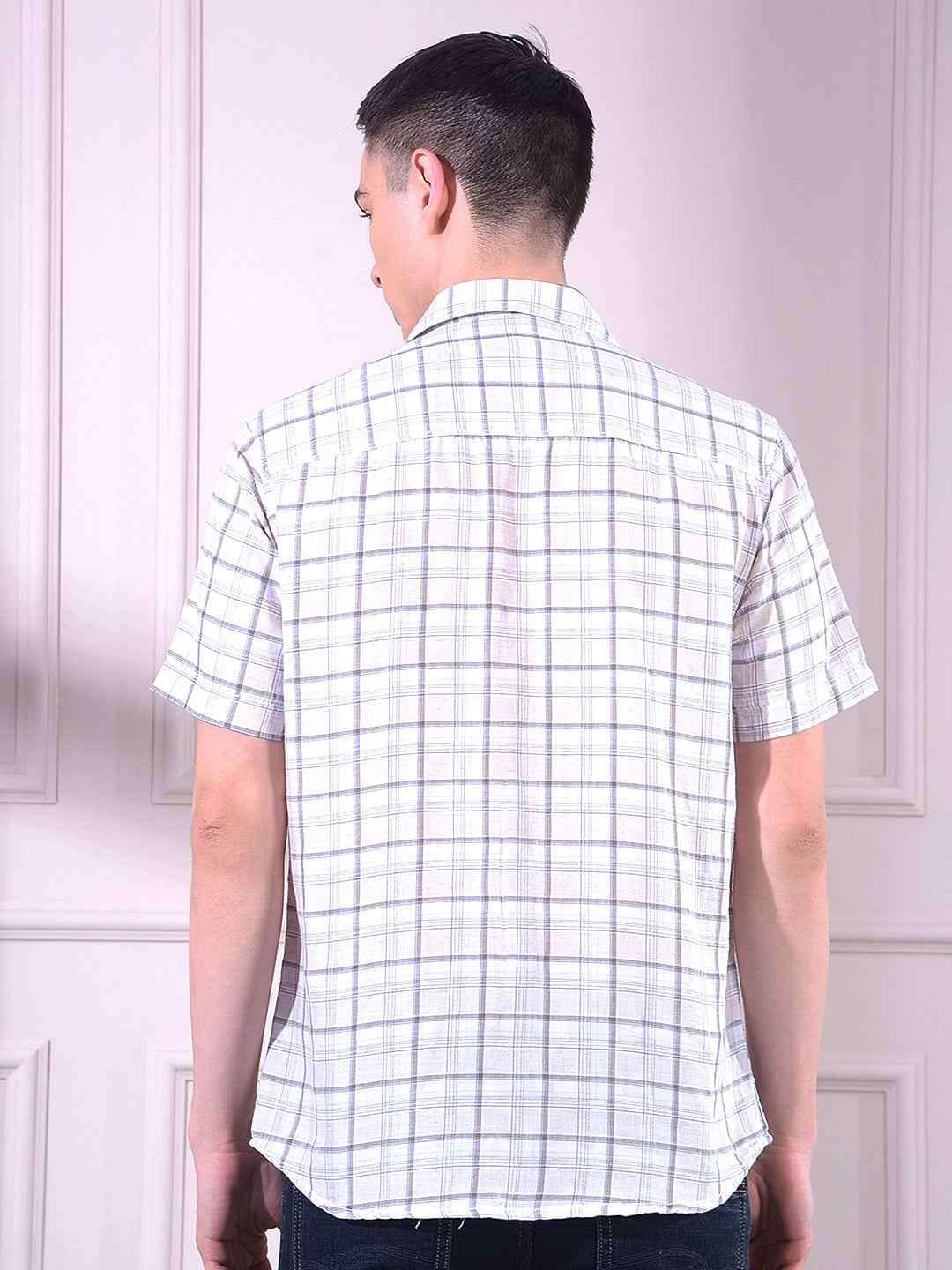 Olive Linen Checked Shirt