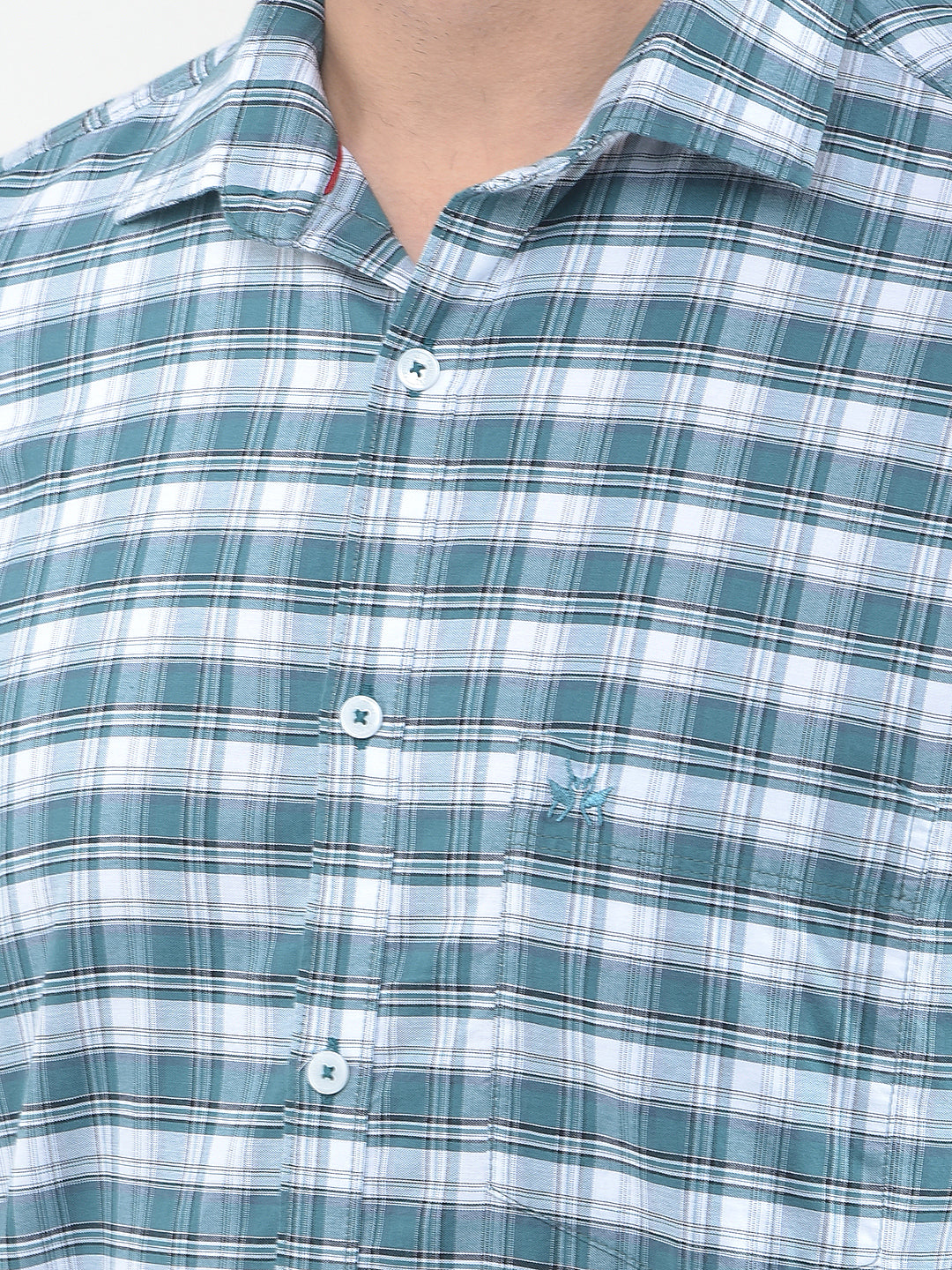 Zen Teal Check 100% Cotton Shirt