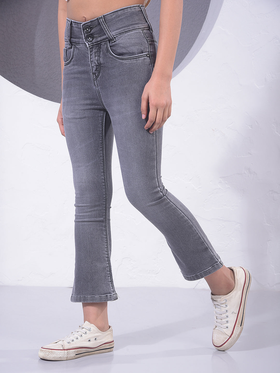 Black Bootcut High-Waist Jeans-Girls Jeans-Crimsoune Club