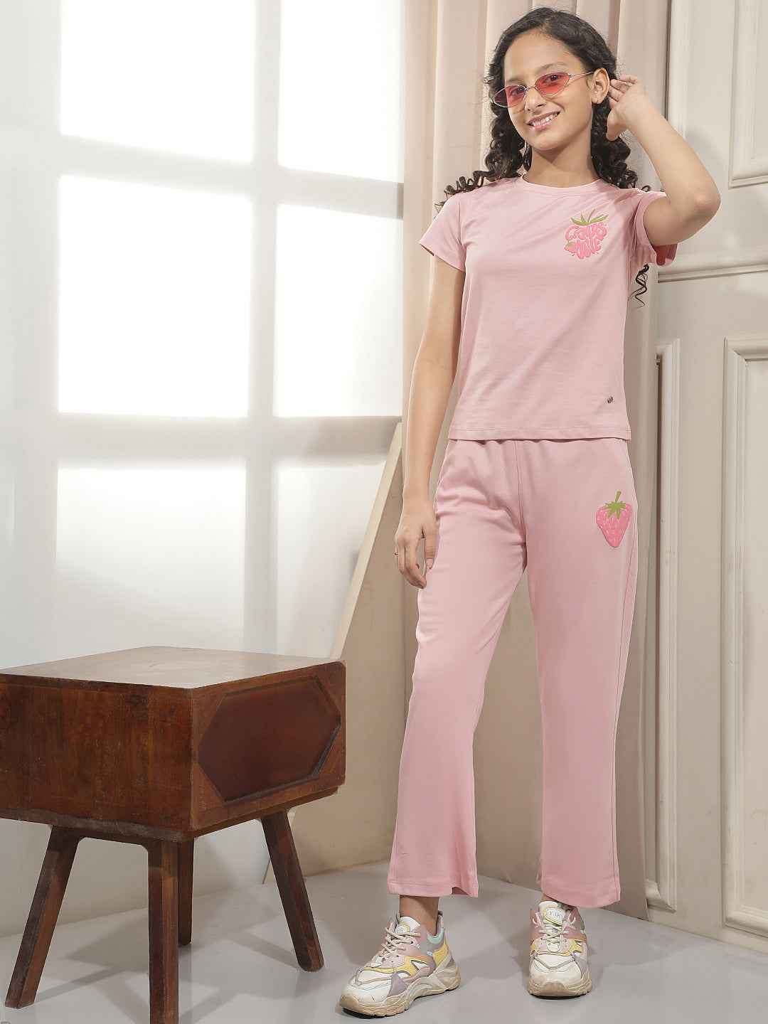 Pink Embroidery Trackpants