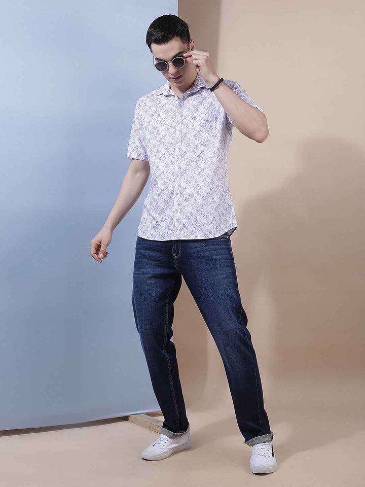 Purple Floral Print Shirt