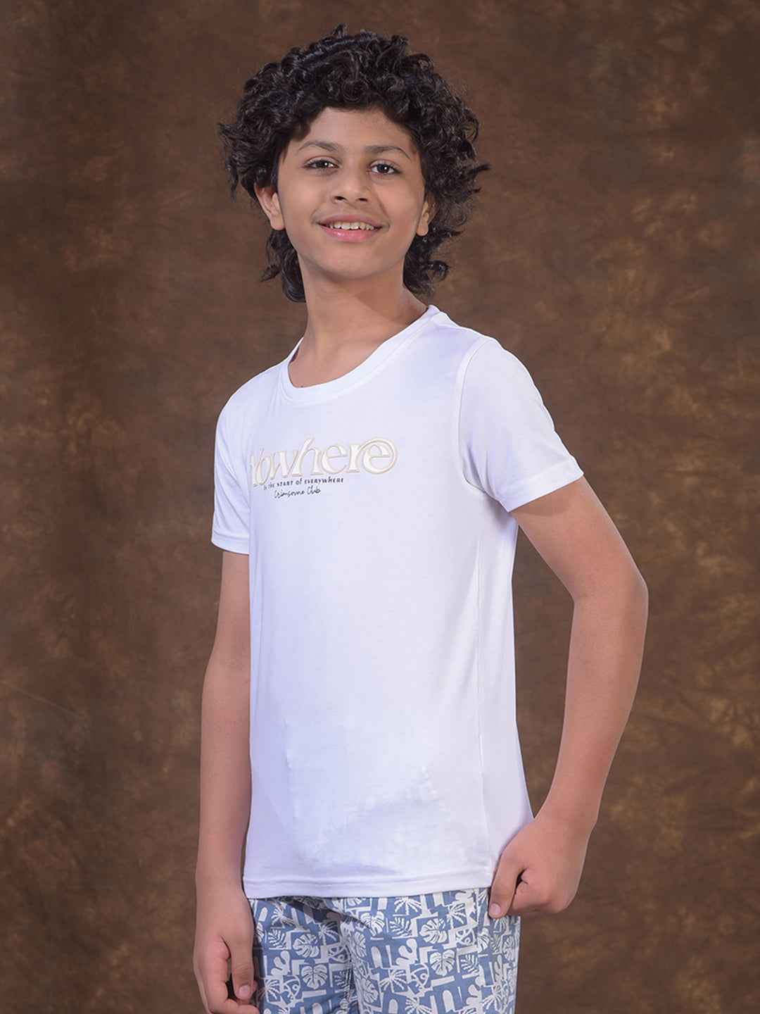 White Typographic Print T-Shirt