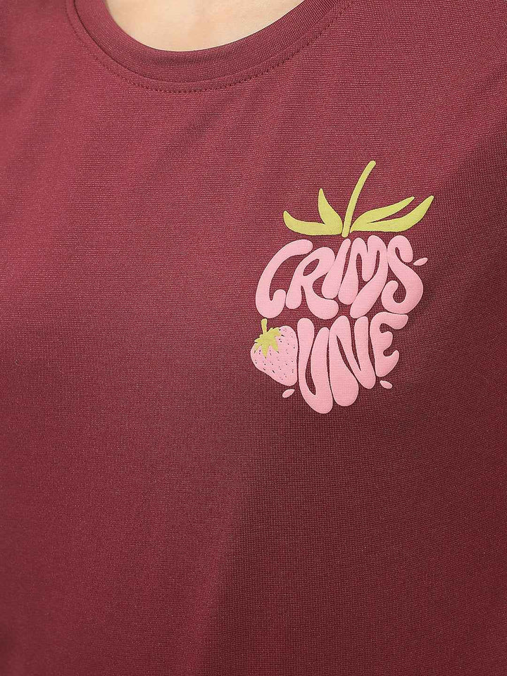 Maroon Graphic Print T-Shirt