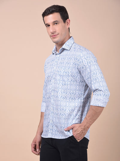 Tailored Trim Blue Printed Shirt