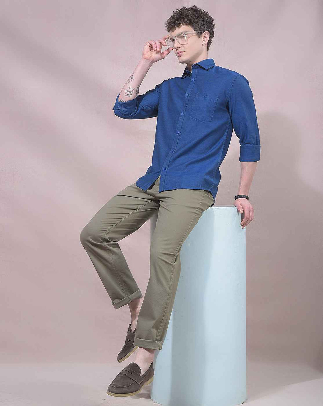 Blue 100% Cotton Casual Shirt