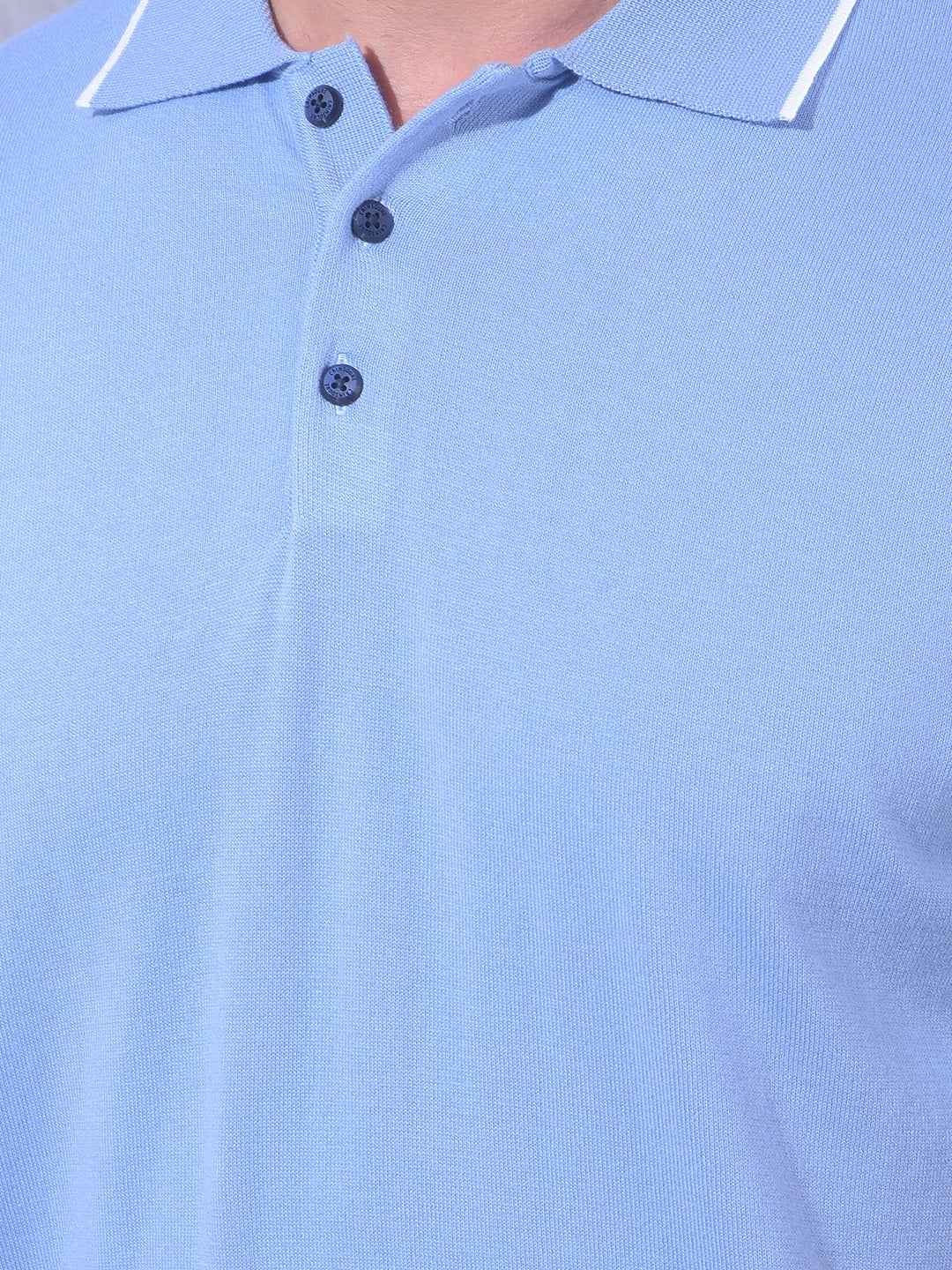 Sophisticated Sky Blue Blue Polo T-Shirt