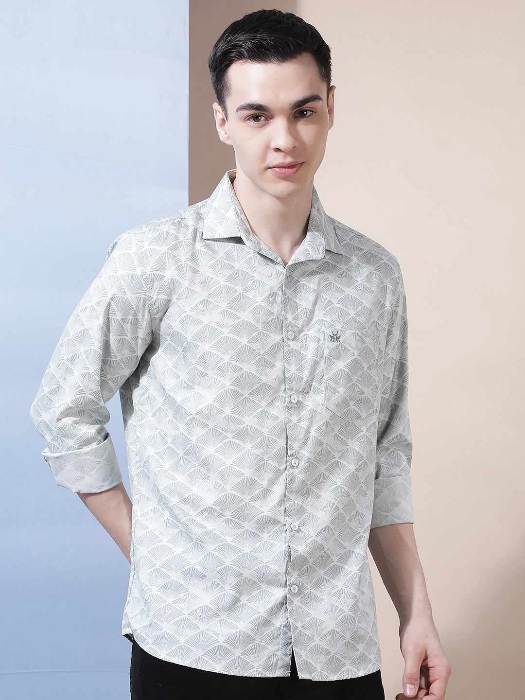 Tailored Military Green Printed Shirt