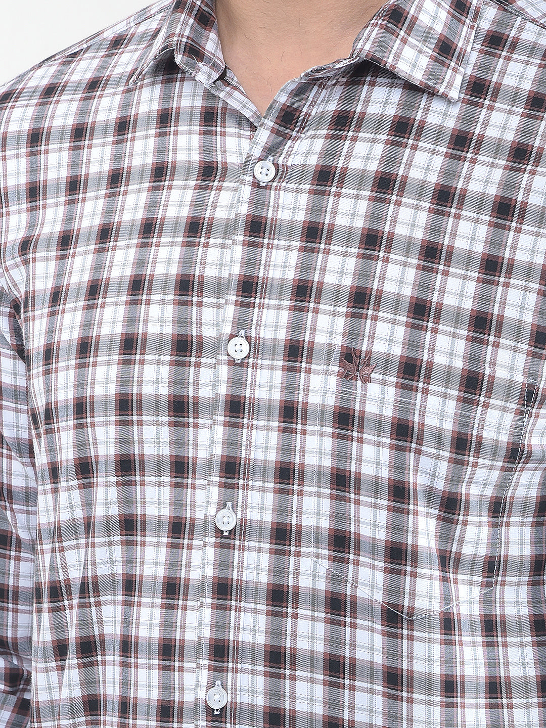 Brown Checked 100% Cotton Shirt