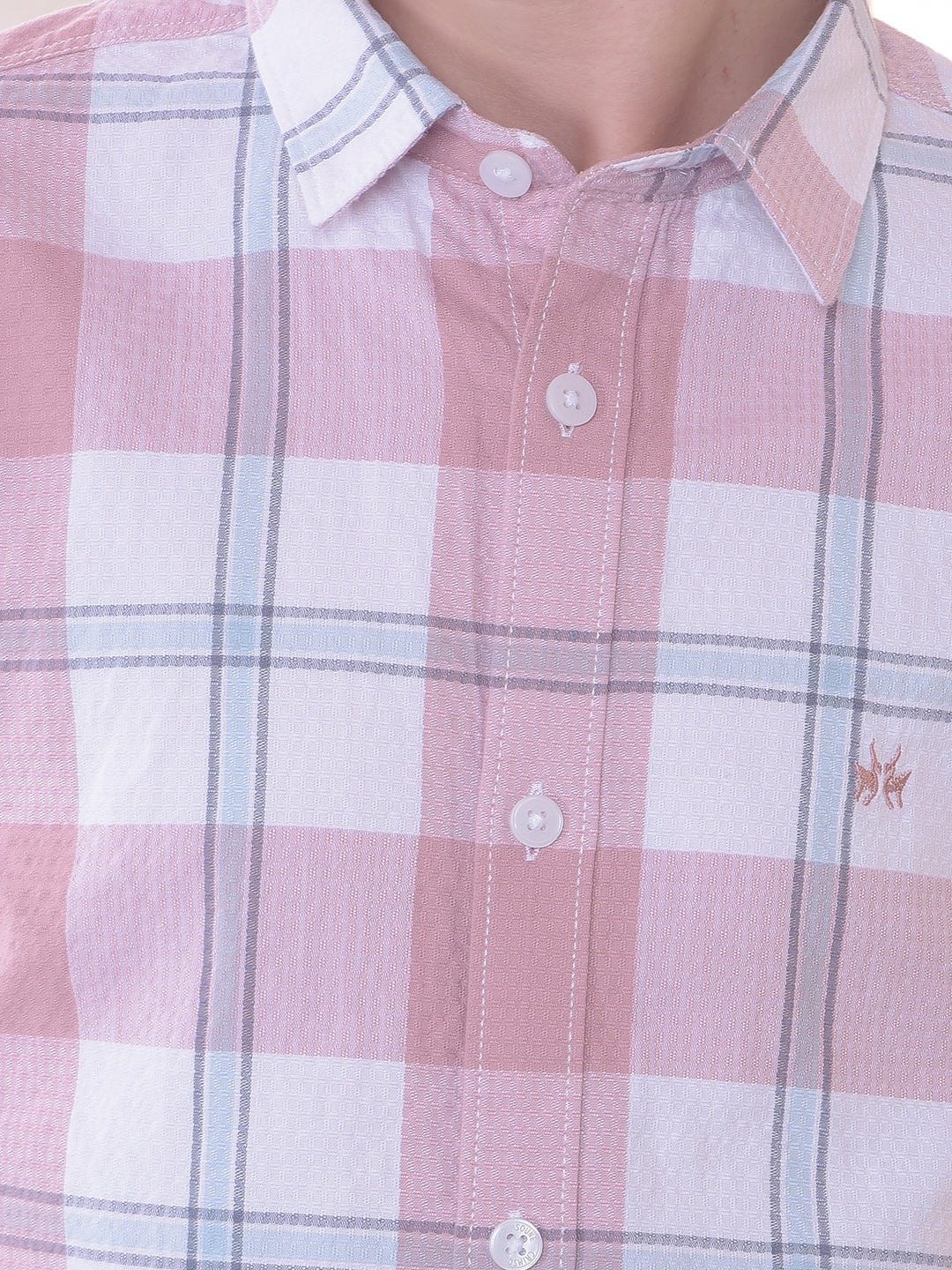 Pink 100% Cotton Checked Shirt