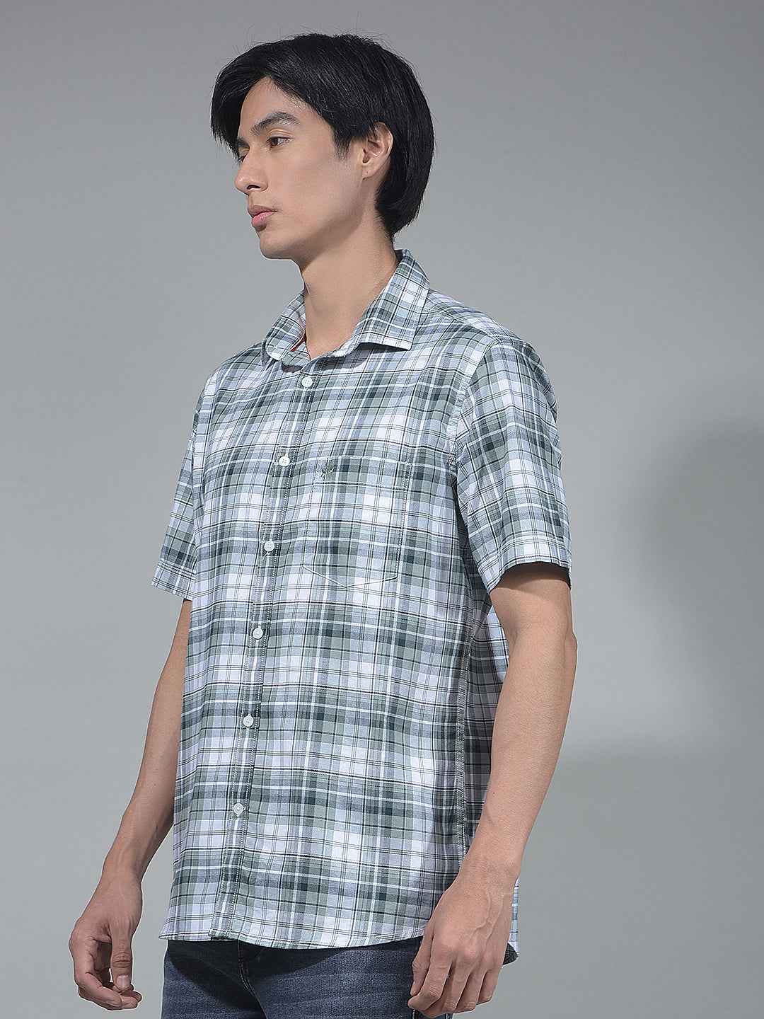 Green Checked 100% Cotton Shirt