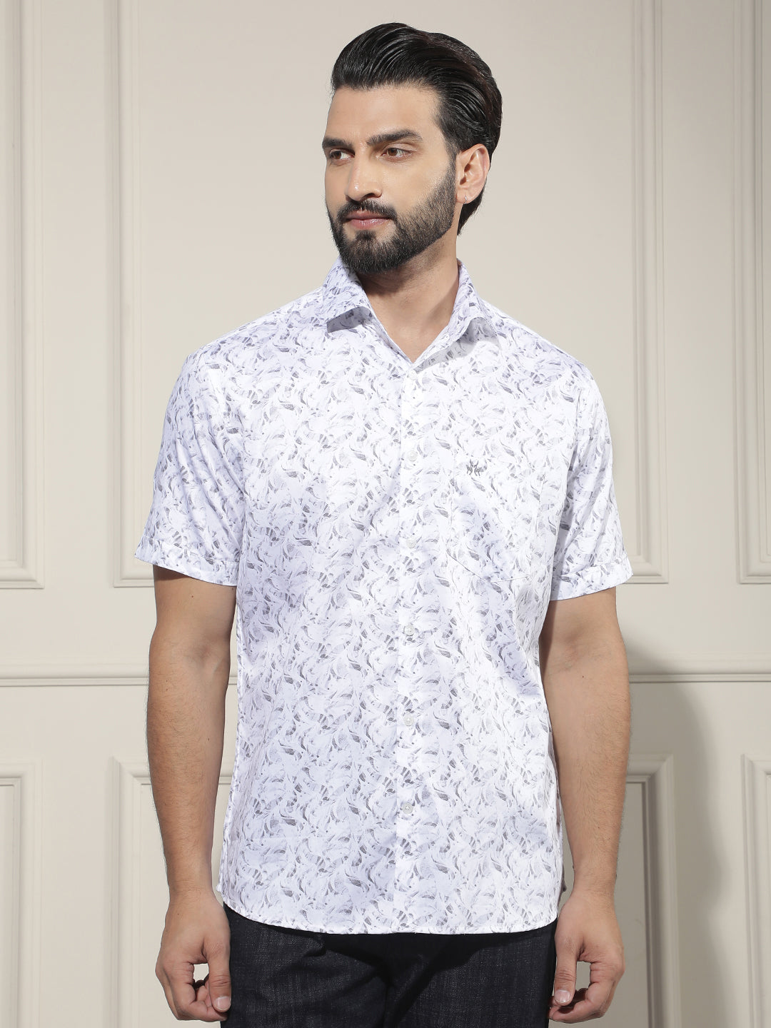 White Printed 100% Cotton Shirt