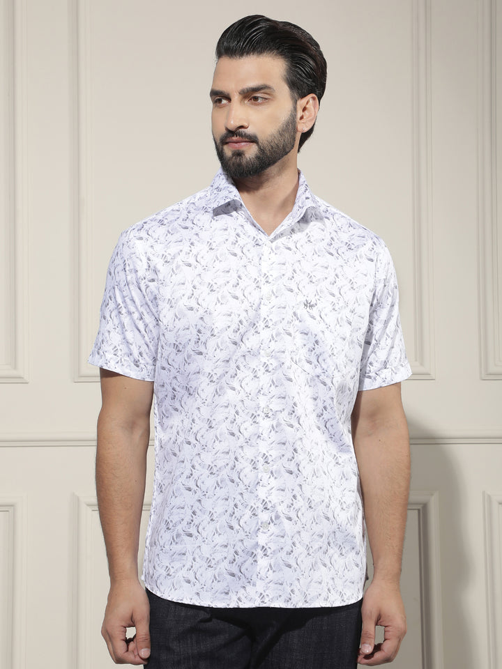 White Printed 100% Cotton Shirt