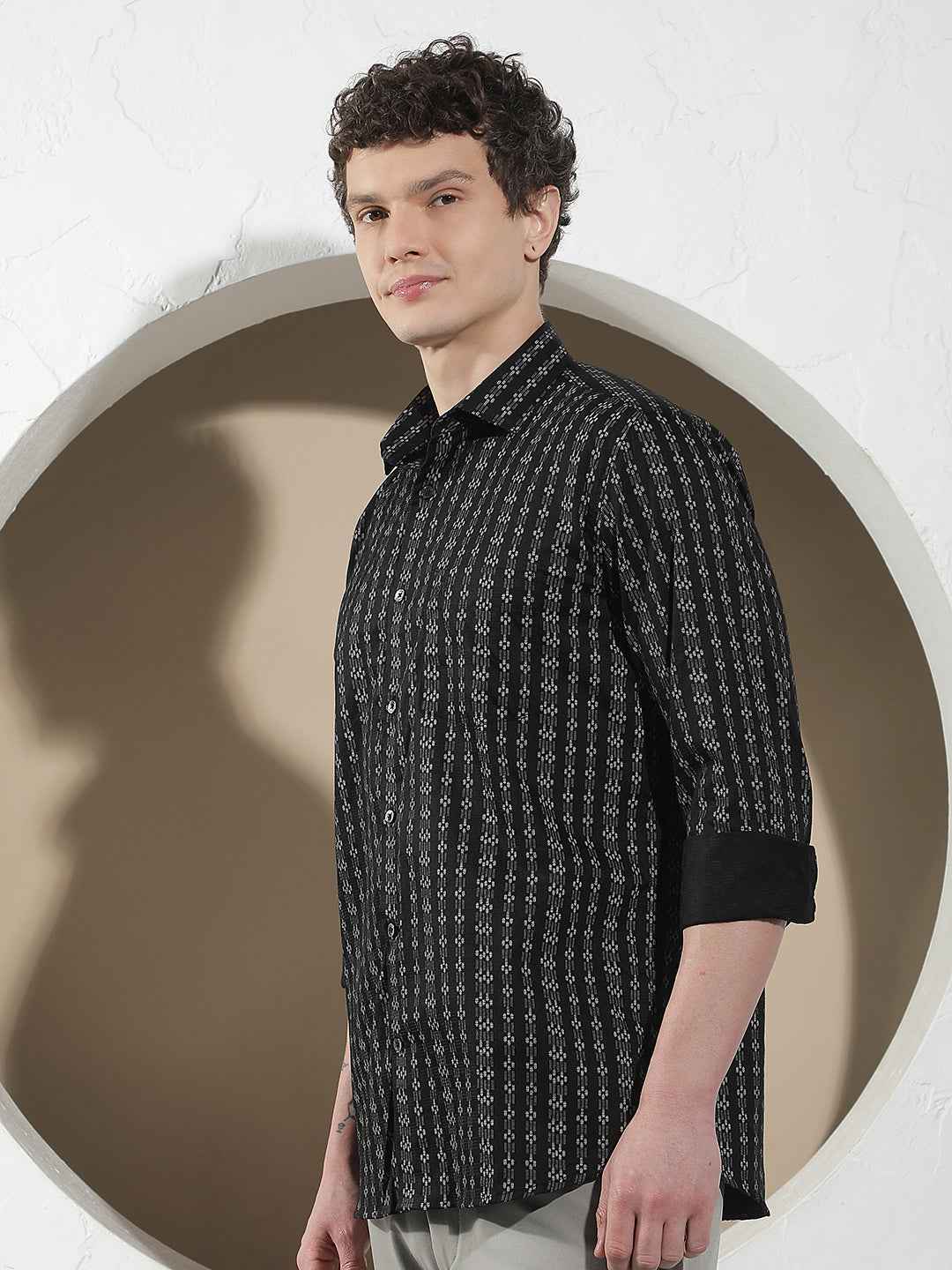 Black Printed 100% Cotton Shirt