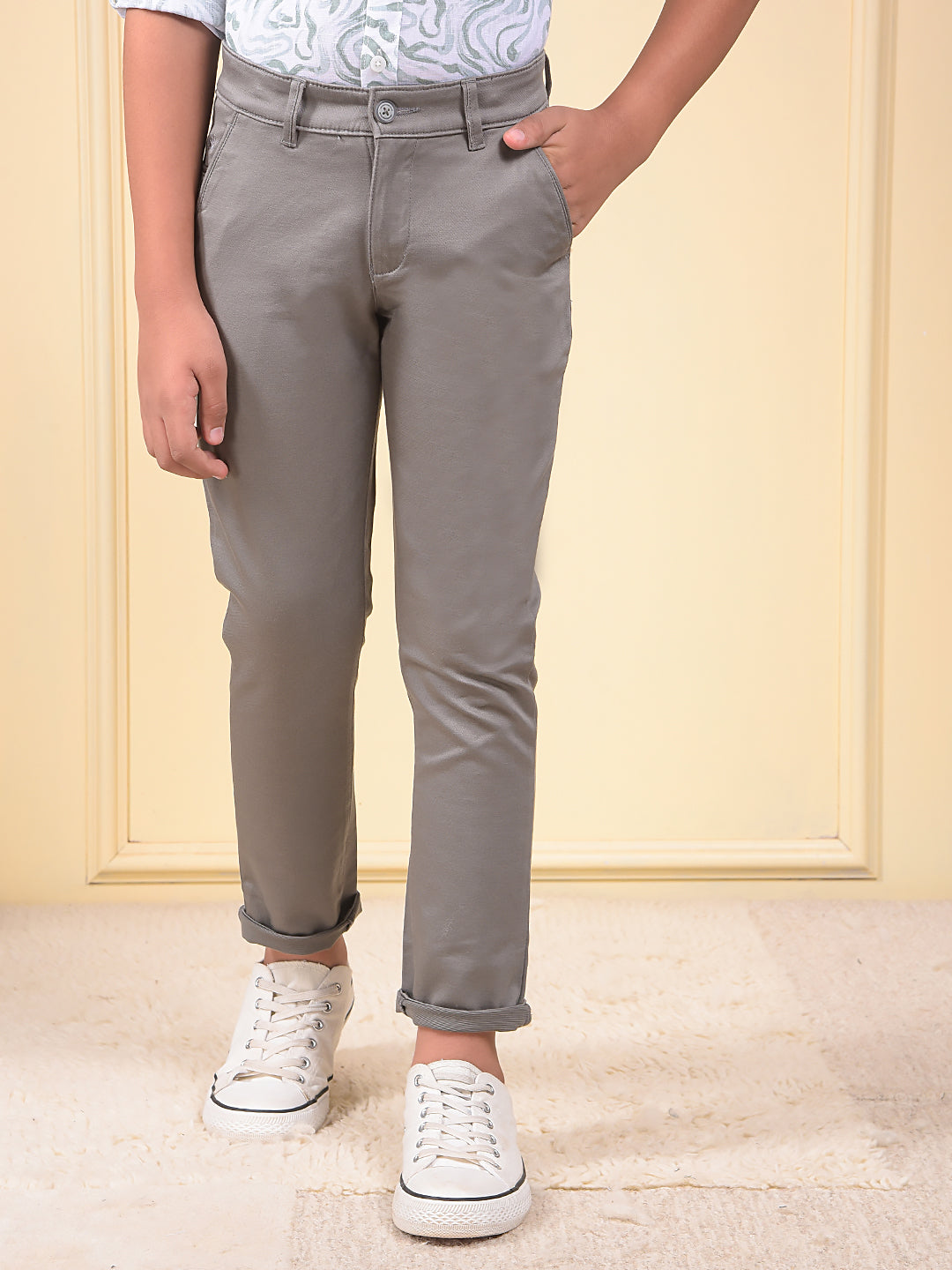Grey Printed Trousers