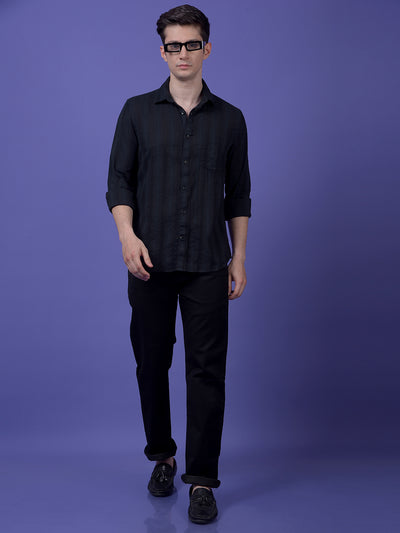 Black Embroidered 100% Cotton Shirt