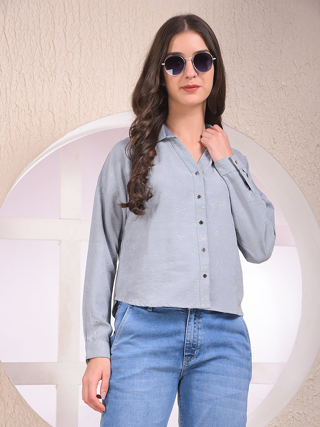 Grey Embellished Shirt