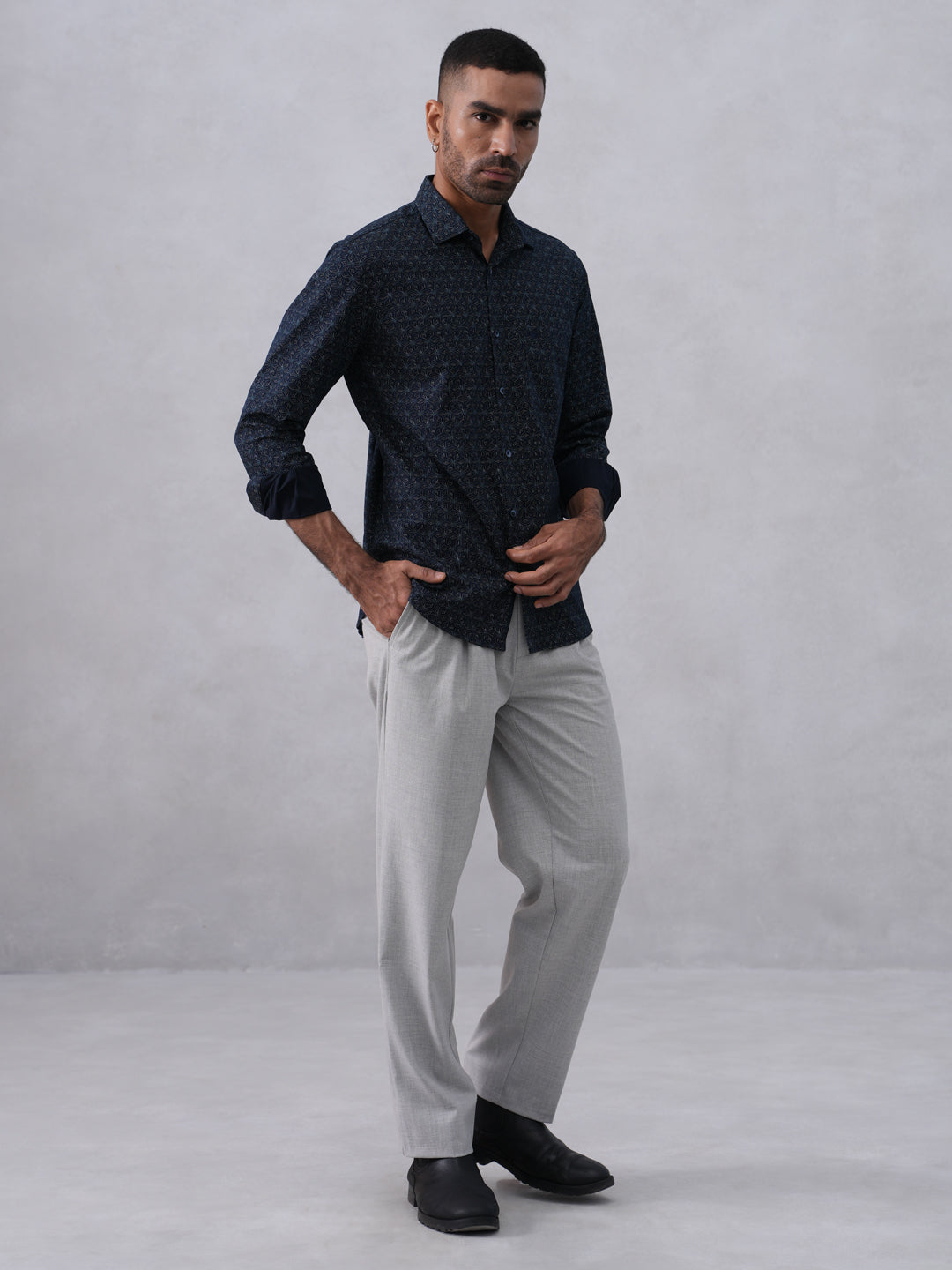 Navy Blue Printed Shirt