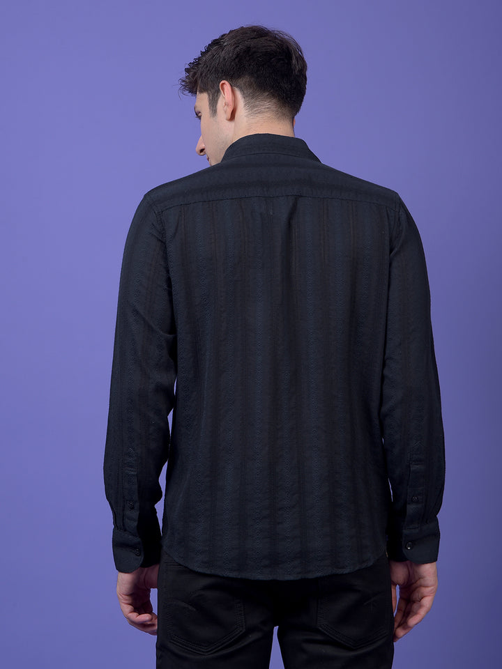 Black Embroidered 100% Cotton Shirt