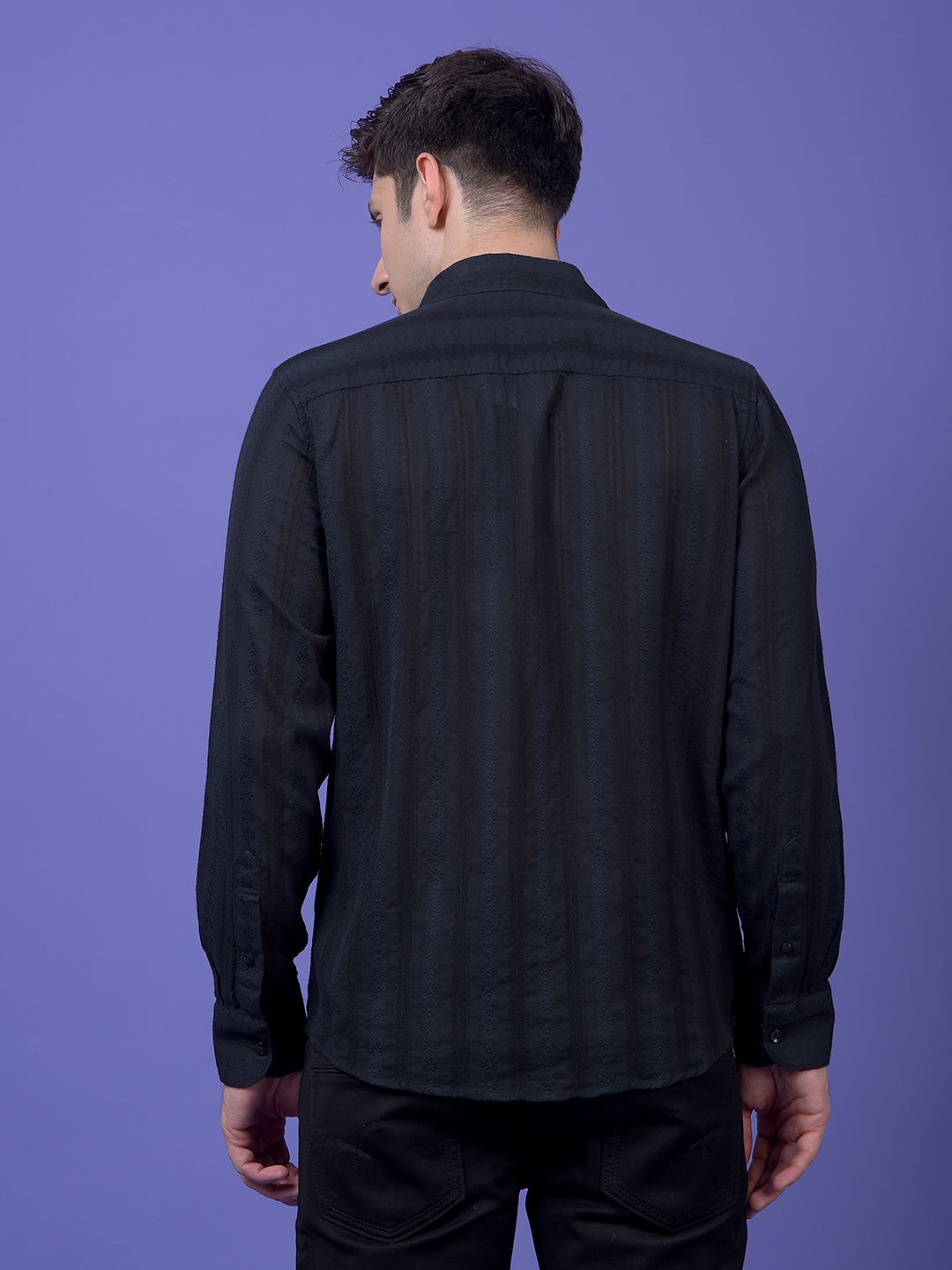 Black Embroidered 100% Cotton Shirt