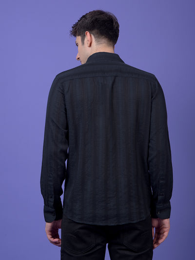 Black Embroidered 100% Cotton Shirt