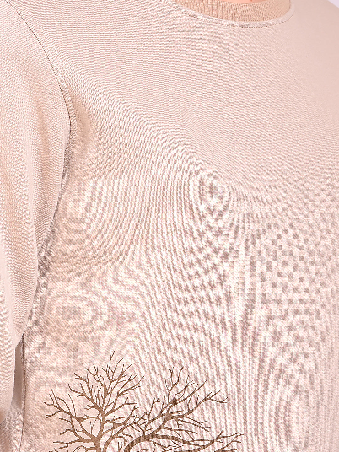 Beige Graphic Print Sweatshirt