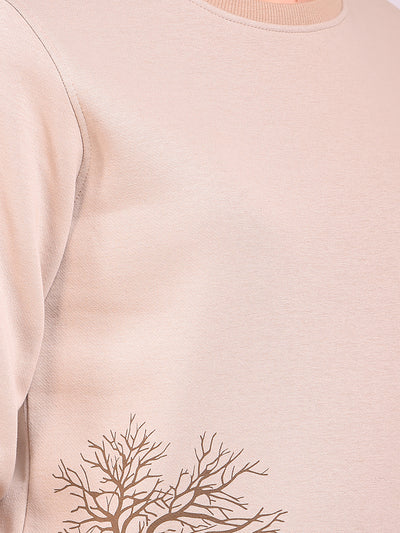 Beige Graphic Print Sweatshirt
