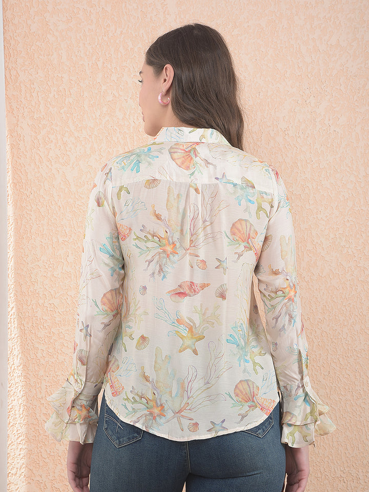 Peach Abstract Print Shirt
