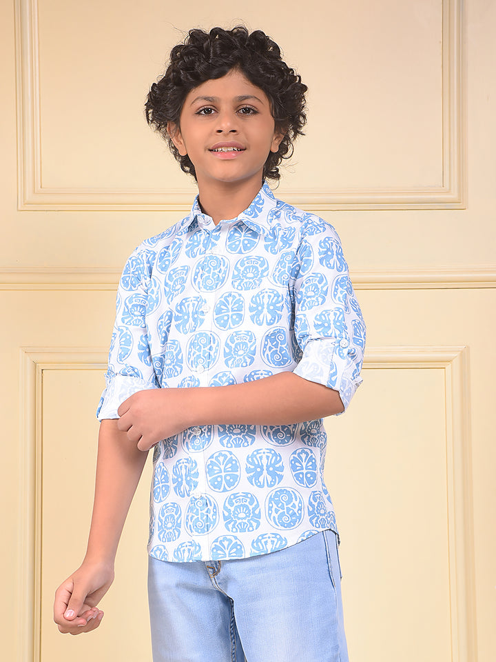 Stylish Blue Printed Shirt