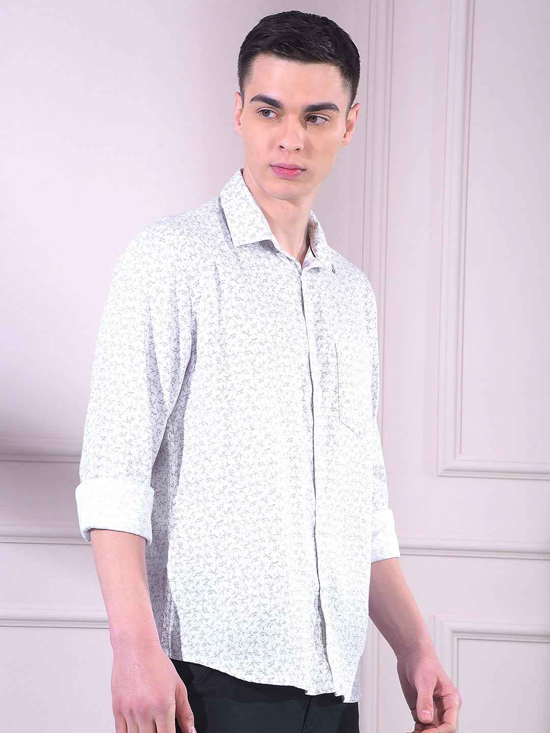 Grey Floral Print Shirt