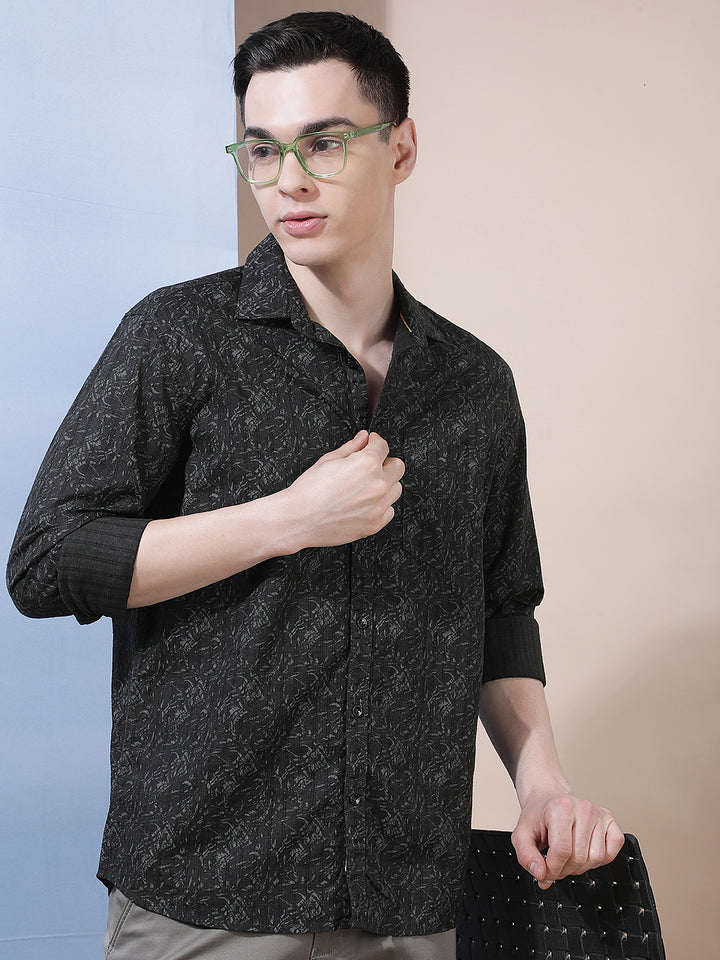 Black Modern Printed Casual Shirt