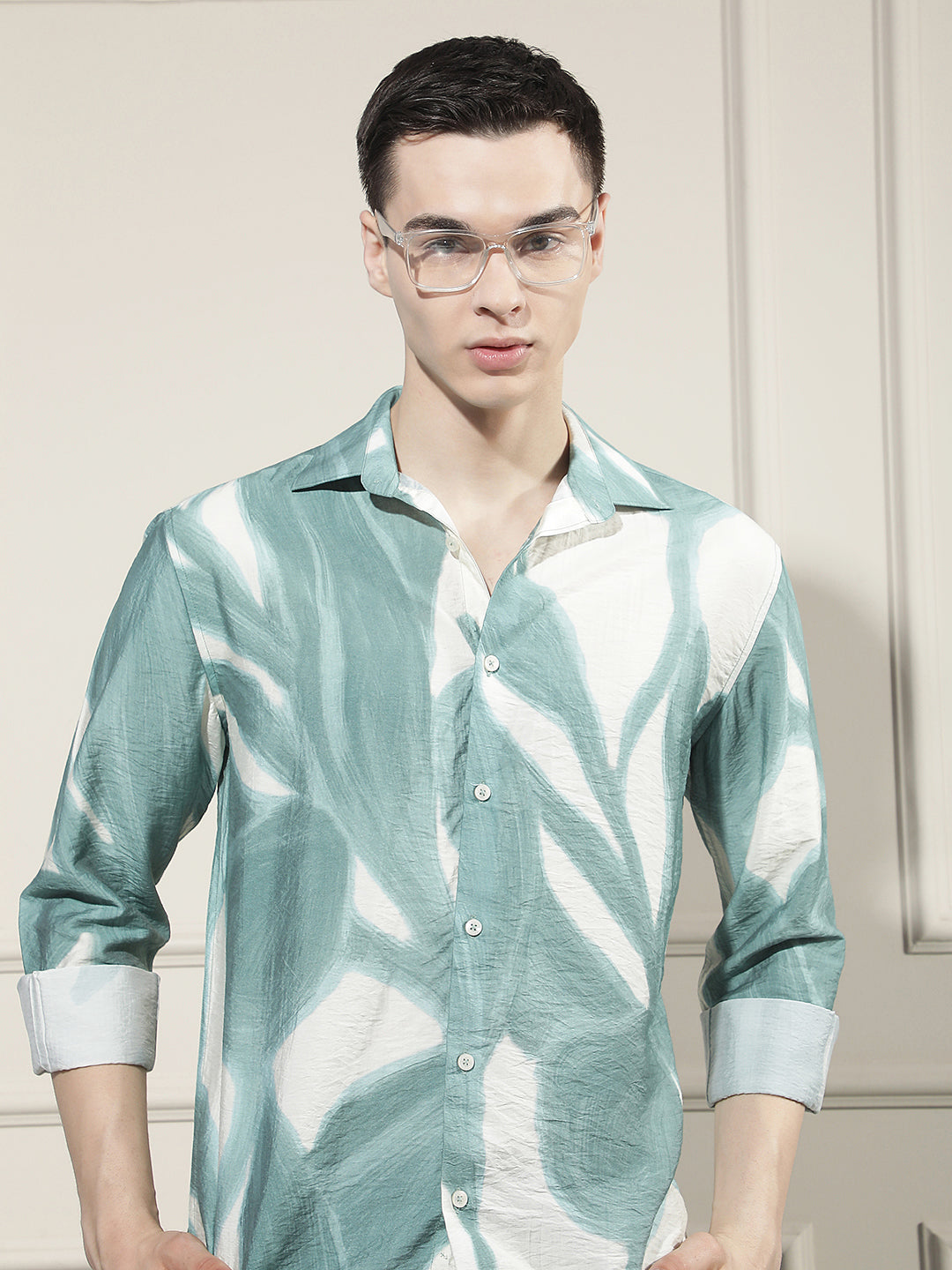 Green Botanical Print Shirt