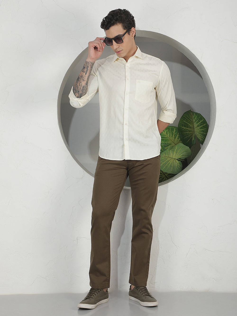 Modern Warm Yellow Jacquard Shirt