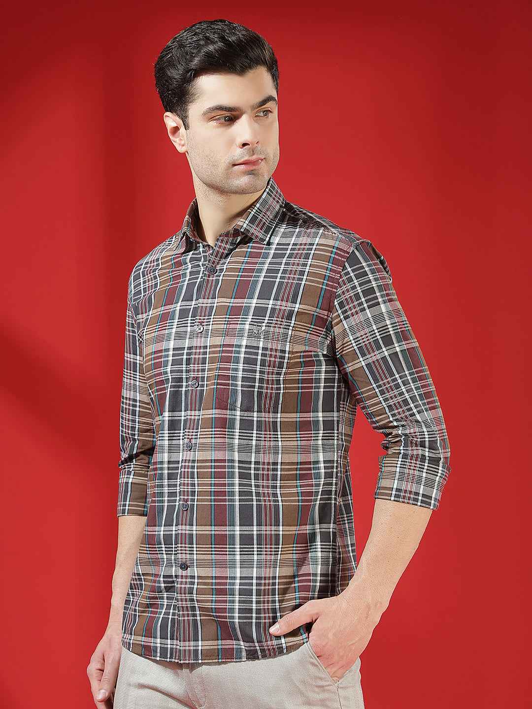 Multi-Color Checked 100% Cotton Shirt