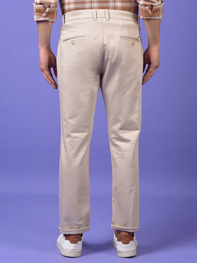 Beige Printed Trousers
