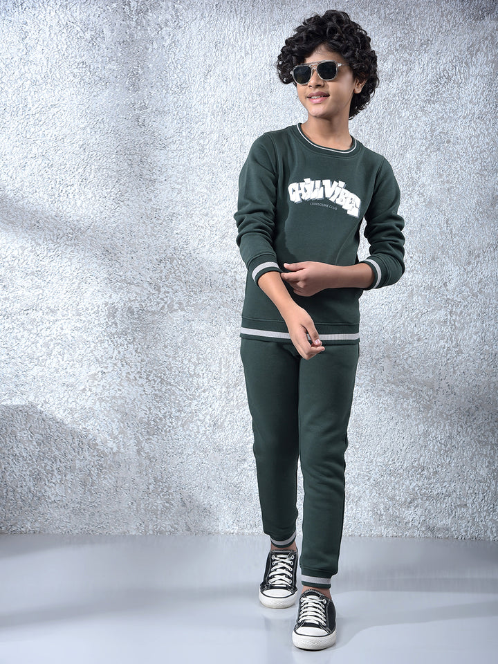 Green Typographic Print Sweatshirt
